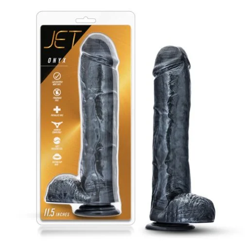 (D) JET ONYX CARBON METALLIC BLACK DILDO details