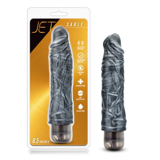 (D) JET SABLE CARBON METALLIC BLACK VIBRATING DILDO