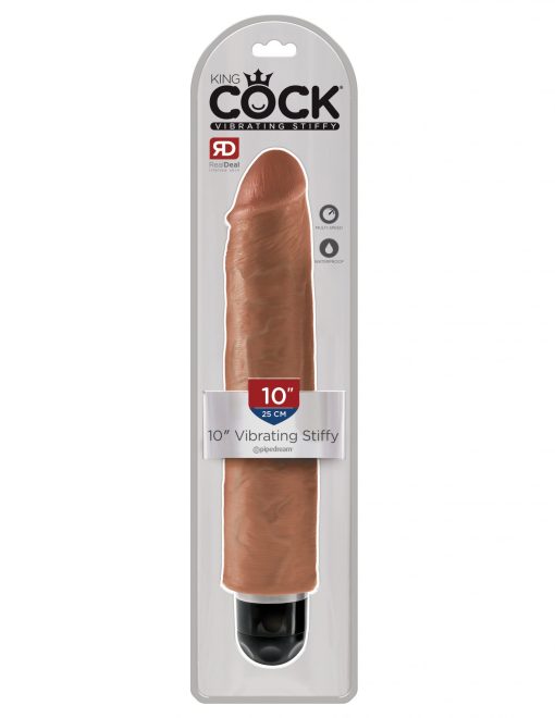 (D) KING COCK 10 VIBRATING ST TAN "