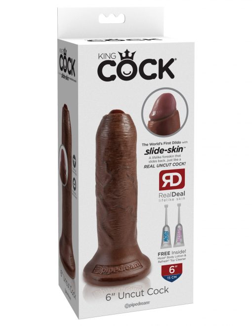 (D) KING COCK 6 UNCUT BROWN DILDO "