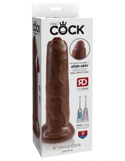 (D) KING COCK 9 UNCUT BROWN DILDO "