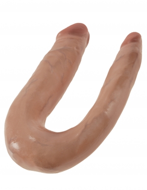 (D) KING COCK U SHAPED SMALL DOUBLE TROUBLE TAN