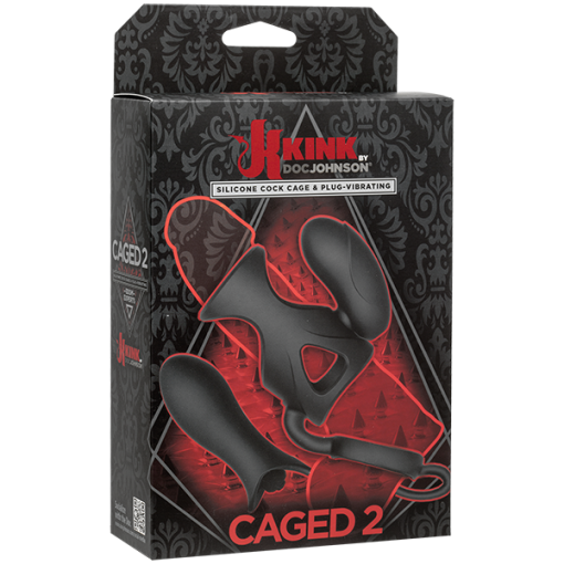 (D) KINK CAGED 2 SILICONE COCK CAGE VIBRATING BLACK