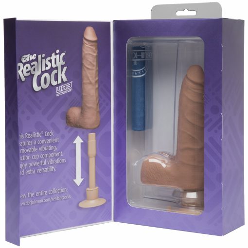 (D) REALISTIC COCK 7 SLIM VIB BROWN "