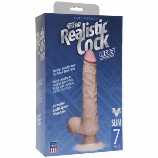 (D) REALISTIC COCK 7 SLIM VIB WHITE "