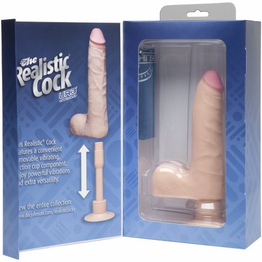 (D) REALISTIC COCK 7 SLIM VIB WHITE "