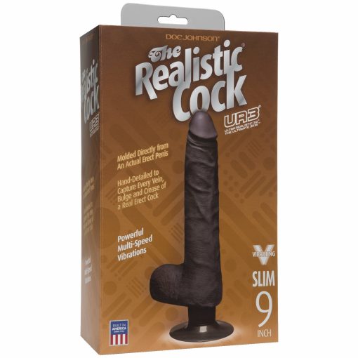 (D) REALISTIC COCK 9 SLIM VIB BLACK "