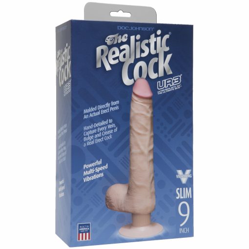 (D) REALISTIC COCK 9 SLIM VIB WHITE "