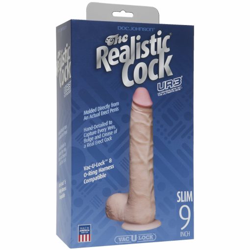 (D) REALISTIC COCK 9 SLIM WHI "