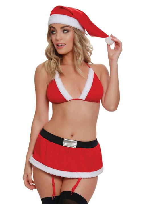 (D) SANTA'S SWEETIE BRALETTE GARTER LIPSTICK RED back