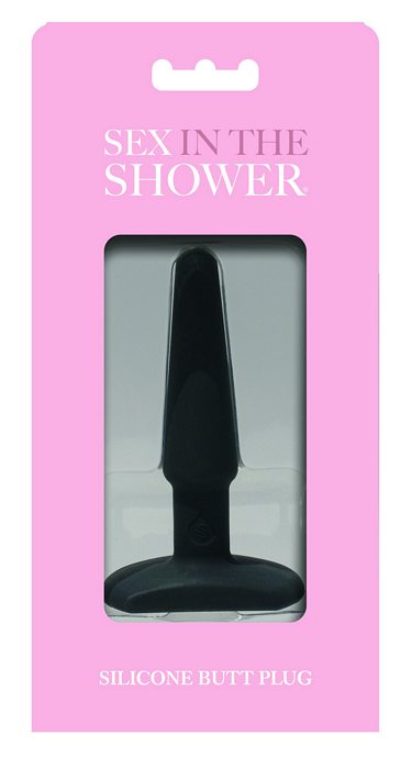 (D) SEX IN THE SHOWER BLACK SILICONE BUTT PLUG