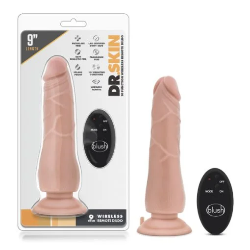 DR SKIN 9 10 FUNCTION WIRELESS REMOTE DILDO BEIGE " details