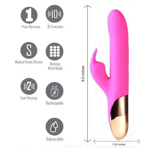 DREAM SUPERCHARGED SILICONE RABBIT RECHARGEABLE PINK back