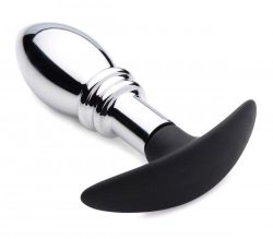 Dark Stopper Metal And Silicone Anal Plug Silver Main