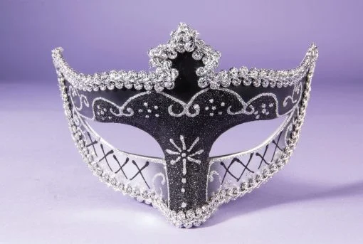 EYE MASK W/RIBBON SILVER/BLACK main