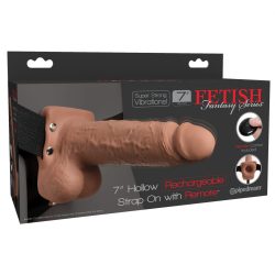 FETISH FANTASY 7 IN HOLLOW RECHARGEABLE STRAP-ON REMOTE TAN main