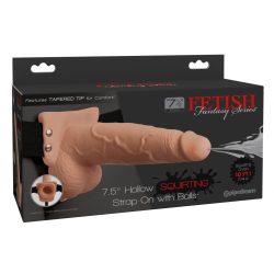 FETISH FANTASY 7.5 IN HOLLOW SQUIRTING STRAP-ON W/ BALLS FLESH main