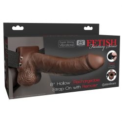 Fetish Fantasy 8 inches Hollow Strap On Remote Brown