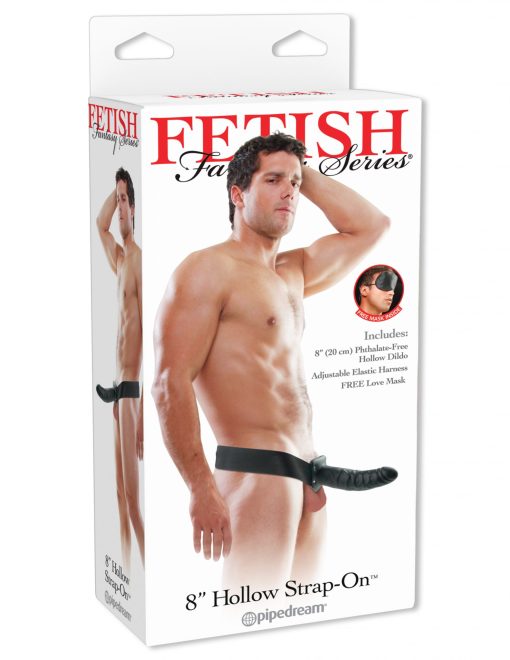 FETISH FANTASY 8IN HOLLOW STRAP ON BLACK main