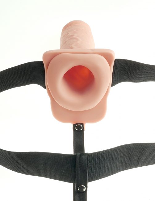 FETISH FANTASY 9 IN HOLLOW RECHARGEABLE STRAP-ON W/ BALLS male Q