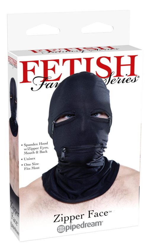 FETISH FANTASY BLACK ZIPPER FACE HOOD main