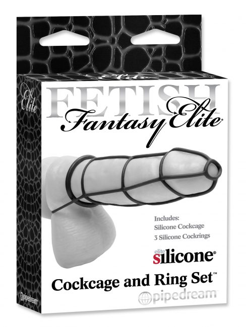 Fetish fantasy elite cockcage & ring set black main