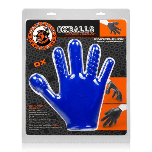 FINGER FUCK TEXTURED GLOVE OXBALLS POLICE BLUE (NET) 3