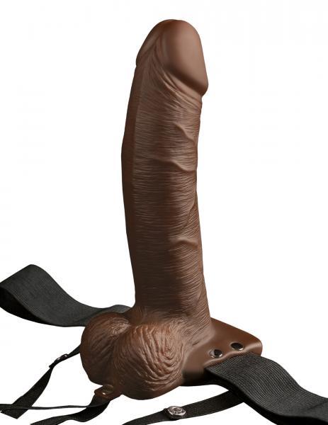 Fetish Fantasy 8 inches Hollow Strap On Remote Brown Main