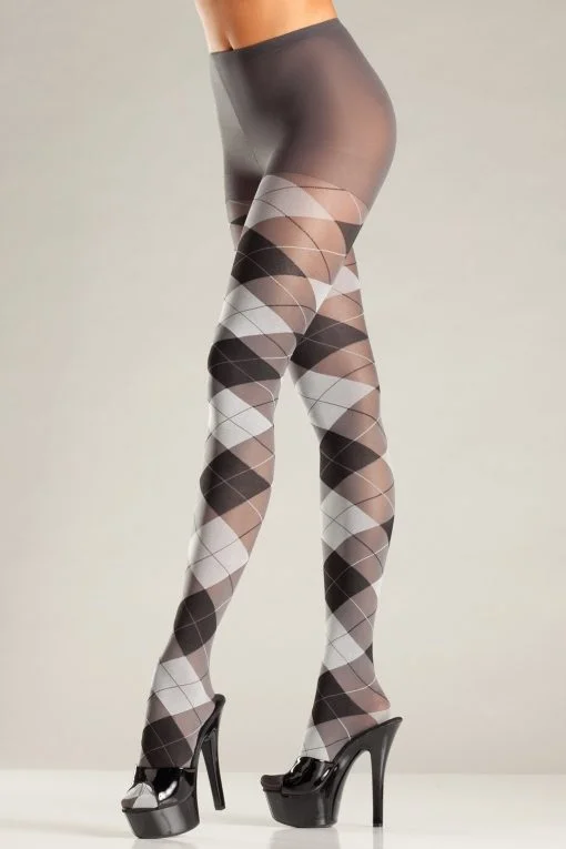 GREY & BLACK ARGYLE TIGHTS O/S main