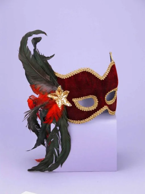 HALF MASK KARNEVAL MAROON main