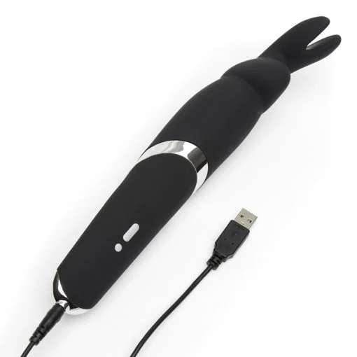 HAPPY RABBIT RECHARGEABLE WAND VIBRATOR BLACK details