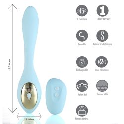 HARMONIE DUAL VIBRATOR TEAL SILICONE RECHARGEABLE main