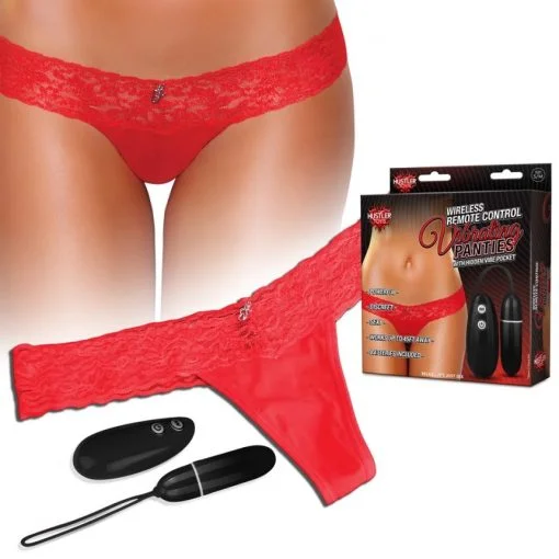 HUSTLER RED WIRELESS REMOTE VIBRATING PANTIES CONTROL S/M back