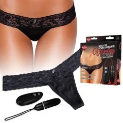 HUSTLER WIRELESS REMOTE CONTROL VIBRATING PANTIES BLACK M/L main