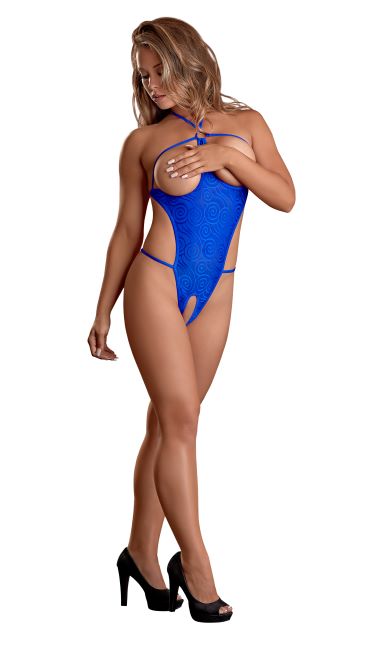 HYPNOTIC SWIRL CUPLESS & CROTCHLESS TEDDY BLUE LARGE back