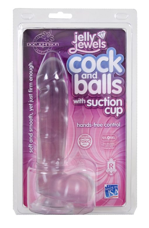 JELLY COCK & BALLS W/SUCTION CUP DIAMOND back