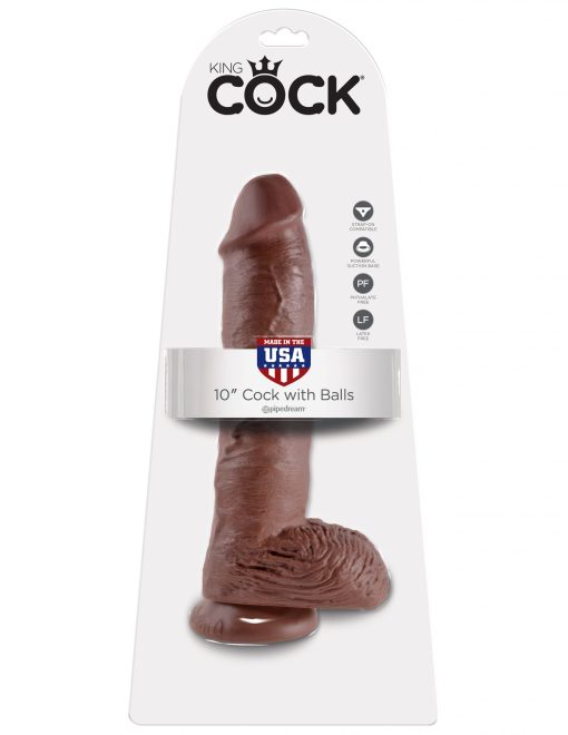 KING COCK 10IN COCK W/BALLS BROWN details