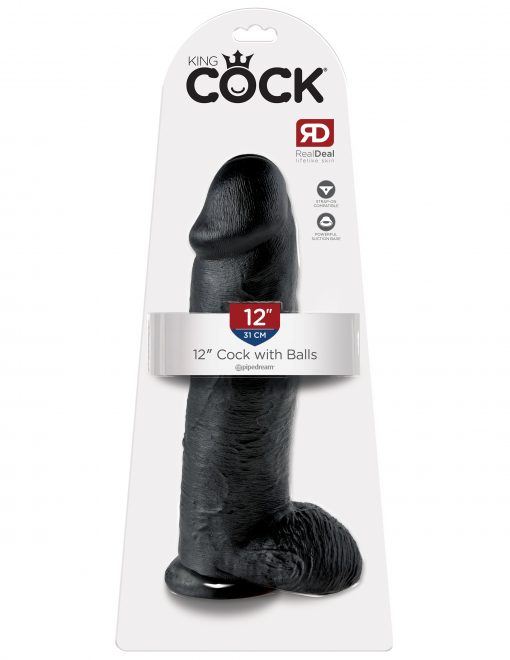 KING COCK 12IN COCK W/BALLS BLACK 2
