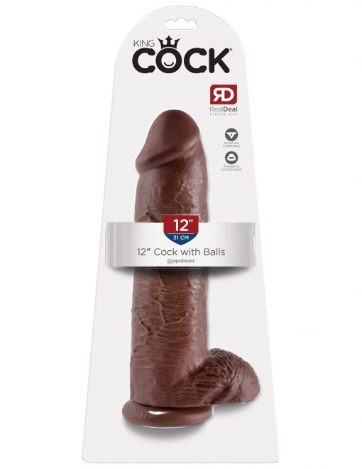 KING COCK 12IN COCK W/BALLS BROWN details