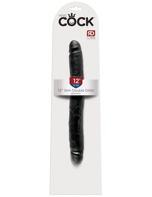 KING COCK 12IN SLIM DOUBLE DILDO BLACK details