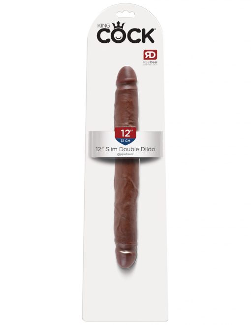 KING COCK 12IN SLIM DOUBLE DILDO BROWN details