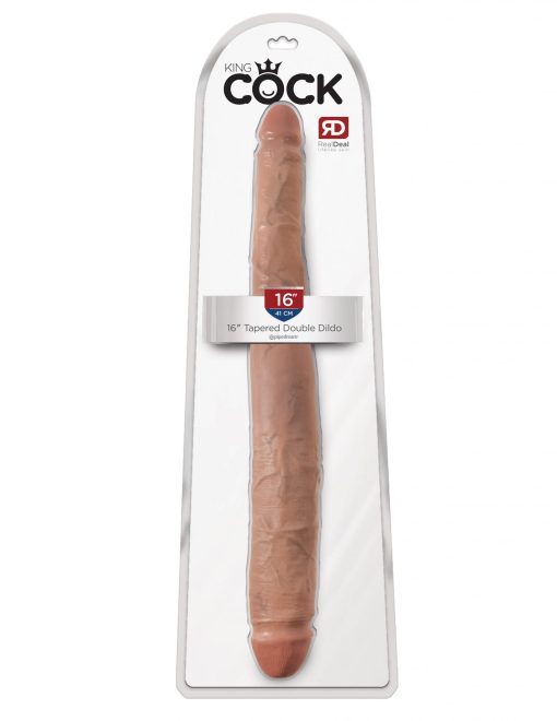 KING COCK 16 TAPERED DOUBLE DILDO TAN " male Q
