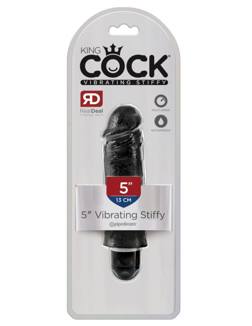 King cock 5 vibrating stiffy black vibrator " details