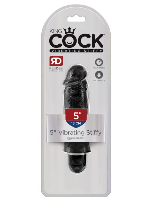 KING COCK 5 VIBRATING STIFFY BLACK VIBRATOR " details