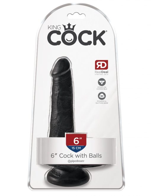 KING COCK 6 COCK W/BALLS BLACK " 2