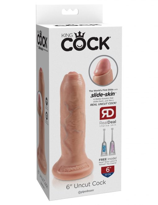 KING COCK 6 UNCUT BEIGE DILDO " male Q