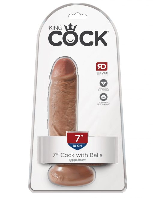 KING COCK 7 COCK W/BALLS TAN " 2