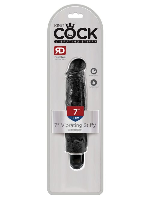 King cock 7 vibrating stiffy black " details