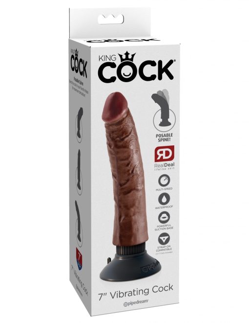 KING COCK 7IN COCK BROWN VIBRATING details