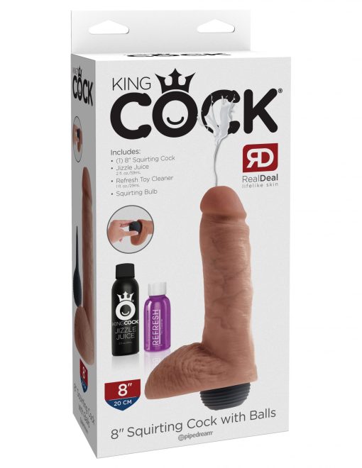 KING COCK 8 SQUIRTING COCK W/ BALLS TAN " 3